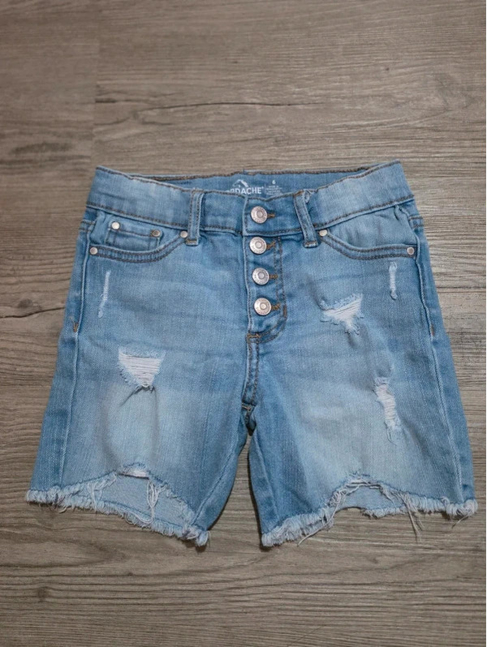 Jordache Girls Distressed High-Waisted Denim Shorts (Size 6)
